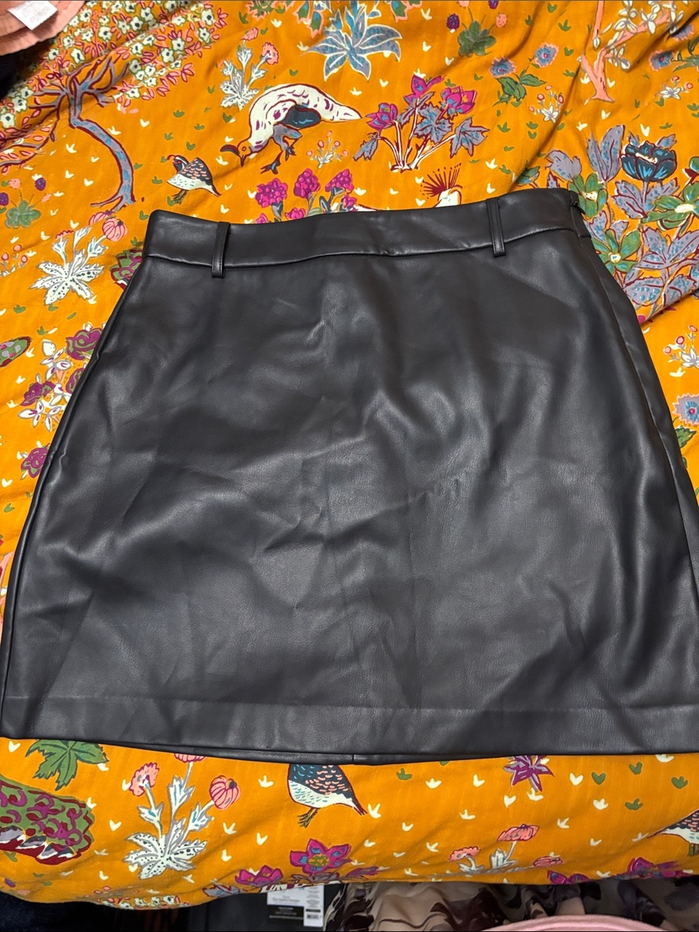 LOFT Black Faux Leather Mini Skirt